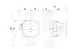 Grundfos Umwälzpumpe mit seitlichen Anschlüssen und klaren Abmessungen, geeignet für Heizungsanlagen. Technische Details sind im Diagramm abgebildet.